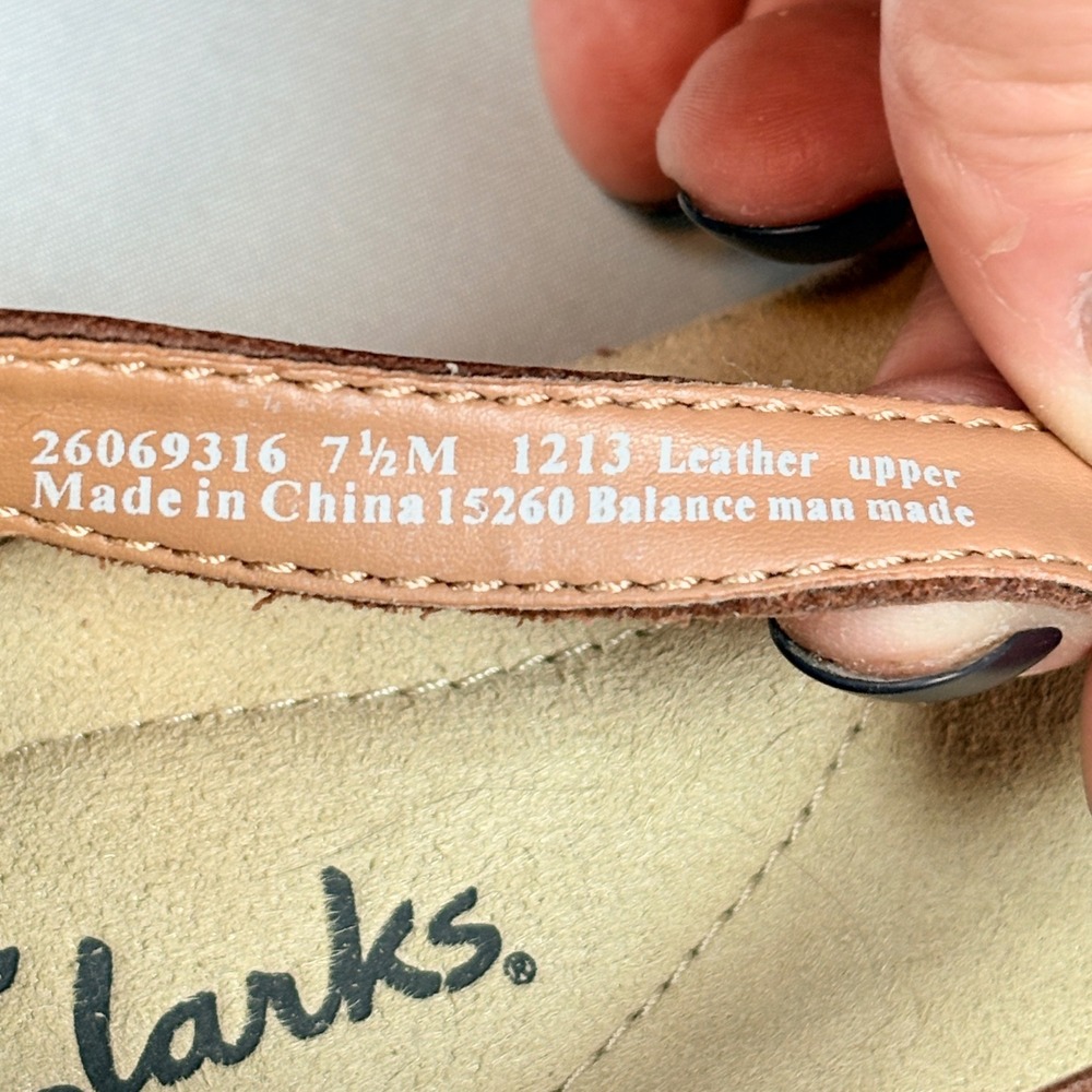 Clarks Womens Qwin Adonia 7.5 Brown Yellow Leather T Strap Gladiator Sandals - Picture 8 of 10